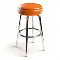 Orange Bar Stool - Retro Charm Chrome-plated 3d Render Image