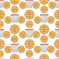 Orange basketball ball seamless pattern background vector illustration. Royalty Free Stock Photo