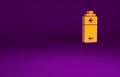 Orange Battery icon isolated on purple background. Lightning bolt symbol. Minimalism concept. 3d illustration 3D render