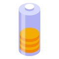 Orange battery icon isometric vector. Power energy