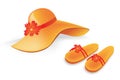 Orange beach hat and slippers