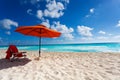 Orange beach umbrella Royalty Free Stock Photo