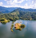 Orange Beach water tower pad in Hat Som Paen lake in Ranong, Thailand