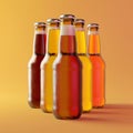 Orange Beer Bottles Mockup for Summer Day, Sweet Alcohol Drinks for Holiday Celebration, Beer Bottle Royalty Free Stock Photo