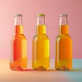 Orange Beer Bottles Mockup for Summer Day, Sweet Alcohol Drinks for Holiday Celebration, Beer Bottle Royalty Free Stock Photo