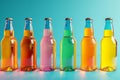 Orange Beer Bottles Mockup for Summer Day, Sweet Alcohol Drinks for Holiday Celebration, Beer Bottle Royalty Free Stock Photo