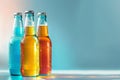 Orange Beer Bottles Mockup for Summer Day, Sweet Alcohol Drinks for Holiday Celebration, Beer Bottle Royalty Free Stock Photo