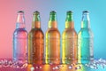 Orange Beer Bottles Mockup for Summer Day, Sweet Alcohol Drinks for Holiday Celebration, Beer Bottle Royalty Free Stock Photo