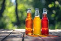 Orange Beer Bottles Mockup for Summer Day, Sweet Alcohol Drinks for Holiday Celebration, Beer Bottle Royalty Free Stock Photo