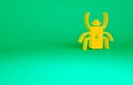 Orange Beetle bug icon isolated on green background. Minimalism concept. 3d illustration 3D render Royalty Free Stock Photo