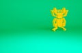 Orange Beetle deer icon isolated on green background. Horned beetle. Big insect. Minimalism concept. 3d illustration 3D