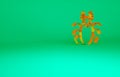 Orange Beetle deer icon isolated on green background. Horned beetle. Big insect. Minimalism concept. 3d illustration 3D