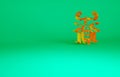 Orange Beetle deer icon isolated on green background. Horned beetle. Big insect. Minimalism concept. 3d illustration 3D