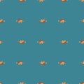 Orange and beige colored dinosaurs seamless pattern in hand drawn style. Bright blue background Royalty Free Stock Photo