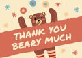 Orange Beige Cute Bear Thank You Postcard