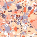 Orange beige grey ink seamless pattern