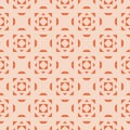 Orange and beige retro seamless vector pattern, geometric floral designs Royalty Free Stock Photo