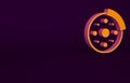 Orange Bicycle brake disc icon isolated on purple background. Minimalism concept. 3d illustration 3D render Royalty Free Stock Photo