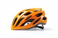 Orange bicycle helmet isolated from white background