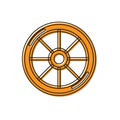 Orange Bicycle wheel icon isolated on white background. Bike race. Extreme sport. Sport equipment. Vector