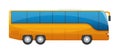 Orange big tour bus isolated on white background.