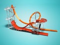 Orange big water slide with red water slide right side 3d render Royalty Free Stock Photo