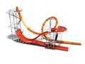 Orange big water slide with red water slide right side 3d render Royalty Free Stock Photo
