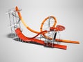 Orange big water slide with red water slide right side 3d render Royalty Free Stock Photo