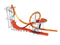 Orange big water slide with red water slide right side 3d render Royalty Free Stock Photo