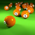 Orange billiard balls