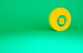 Orange Billiard pool snooker ball icon isolated on green background. Minimalism concept. 3d illustration 3D render