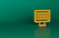 Orange Binary code icon isolated on green background. Minimalism concept. 3D render illustration