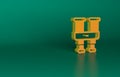 Orange Binoculars icon isolated on green background. Find software sign. Spy equipment symbol. Minimalism concept. 3D Royalty Free Stock Photo