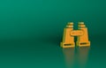 Orange Binoculars icon isolated on green background. Find software sign. Spy equipment symbol. Minimalism concept. 3D Royalty Free Stock Photo