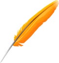 Orange bird feather, realistic icon