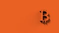 Orange bitcoin gold sign icon Isolated with color background. 3d render isolated illustration, cryptocurrency, crypto, business,