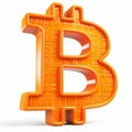 Orange Bitcoin Sign isolated on White Background.