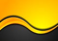 Orange and black abstract background with glossy wave