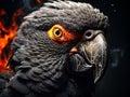 an orange and black bird with a black background and some smoke Royalty Free Stock Photo