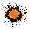 Orange and black comic book style explosion with splatters and streaks. Dynamic burst effect for action scenes vector Royalty Free Stock Photo