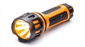 Orange and black durable flashlight with powerful LED light beam Royalty Free Stock Photo