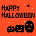 Orange and black Happy Halloween with pumpkins and spider Royalty Free Stock Photo