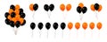 Orange and black helium balloons set for Halloween isolated on white. Royalty Free Stock Photo