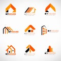 Orange and Black House logo set vector design Royalty Free Stock Photo