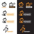 Orange and Black Monkey logo vector set design