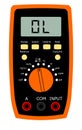 Orange and Black Multimeter Displaying `OL`