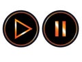 Orange black play pause button icon vector Royalty Free Stock Photo