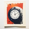 Orange And Black Polaroid Clock Print By Gorilla Liz