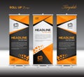 Orange and black Roll Up Banner template, stand template,vector