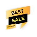 Orange and black 50% Sale banner template design. Big sale special offer. 50 percent black ribbon special offer vector